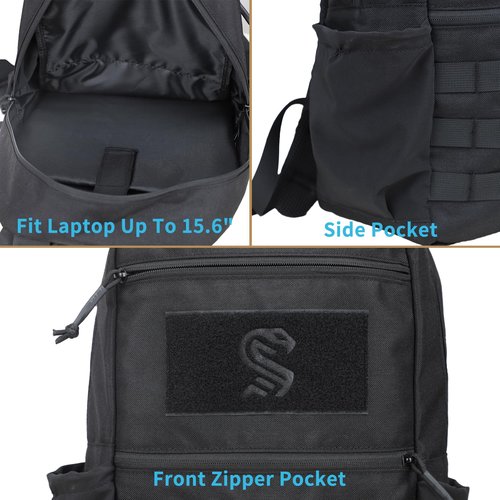 MGFLASHFORCE Small Military Tactical Backpack, Molle Army Pack Daypack, Laptop Compartment, 18L
