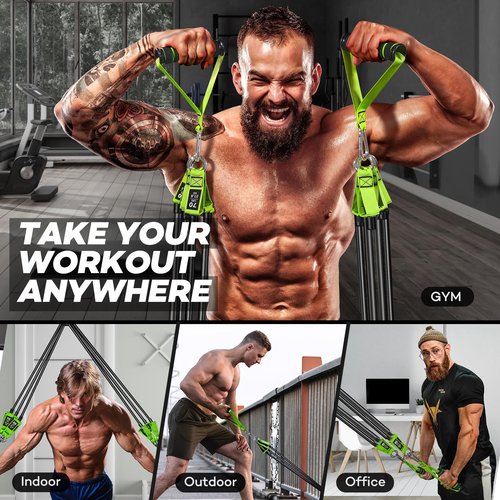Resistance Bands, 310LBS Heavy Duty Exercise Bands for Working Out, Green Workout Bands with Handles, Stretch Band for Men, Fitness Bands for Home Workouts, Muscle Training, Strength, Slim, Yoga