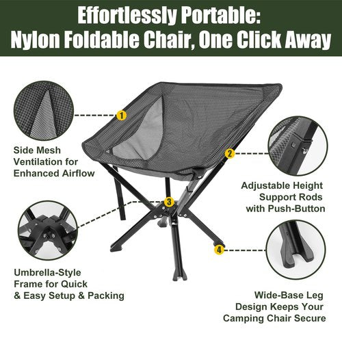 UNITON Folding Camping Chair Portable Chair Collapsible Backpacking Chair Ultra Lightweight, Compact Beach Chair with Backpack Bag