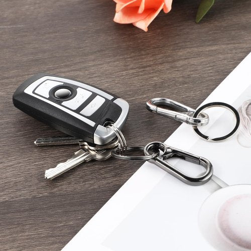 Bremorou 2 Pcs Metal Carabiner Clip Keychain Clip Key Ring Heavy Duty Carabiner Clip With Key Carabiner (Black, Silver)
