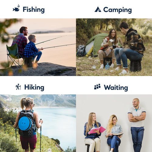 Prestige Outback 2-Pack 2025 Upgraded Collapsible Stool, Max 620lb Portable Folding Stool, Height Adjustable Retractable Telescopic Seat, Travel Chair, Foldable Camping Seat or Footrest, Gift