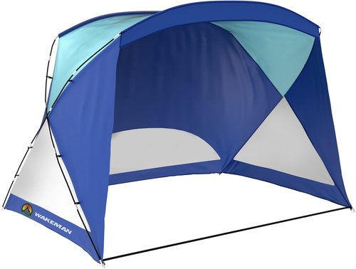 Beach Tent - Sun Shelter for Shade with UV Protection and Water-Resistant Coating for Sports Events and More with Carry Bag by Wakeman Outdoors (Blue)