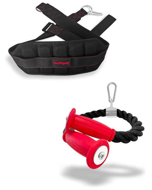 THEFITGUY Ultimate Belt for Belt Squats & Ergonomic Grip Tricep Rope | Ultimate Combination for Stronger grip & muscle activation