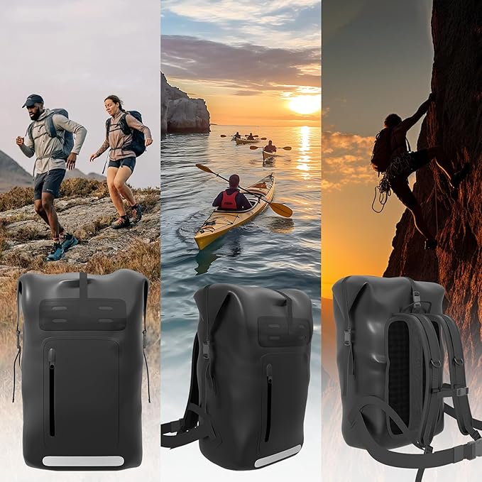 Waterproof Backpack，Heavy Duty Hiking Backpack，35/55/85L dry bag backpack waterproof for Men，Roll-Top Closure，for Kayaking, Travel, Hiking, Fishing, Camping, Motorcycles (yellow, 35L)
