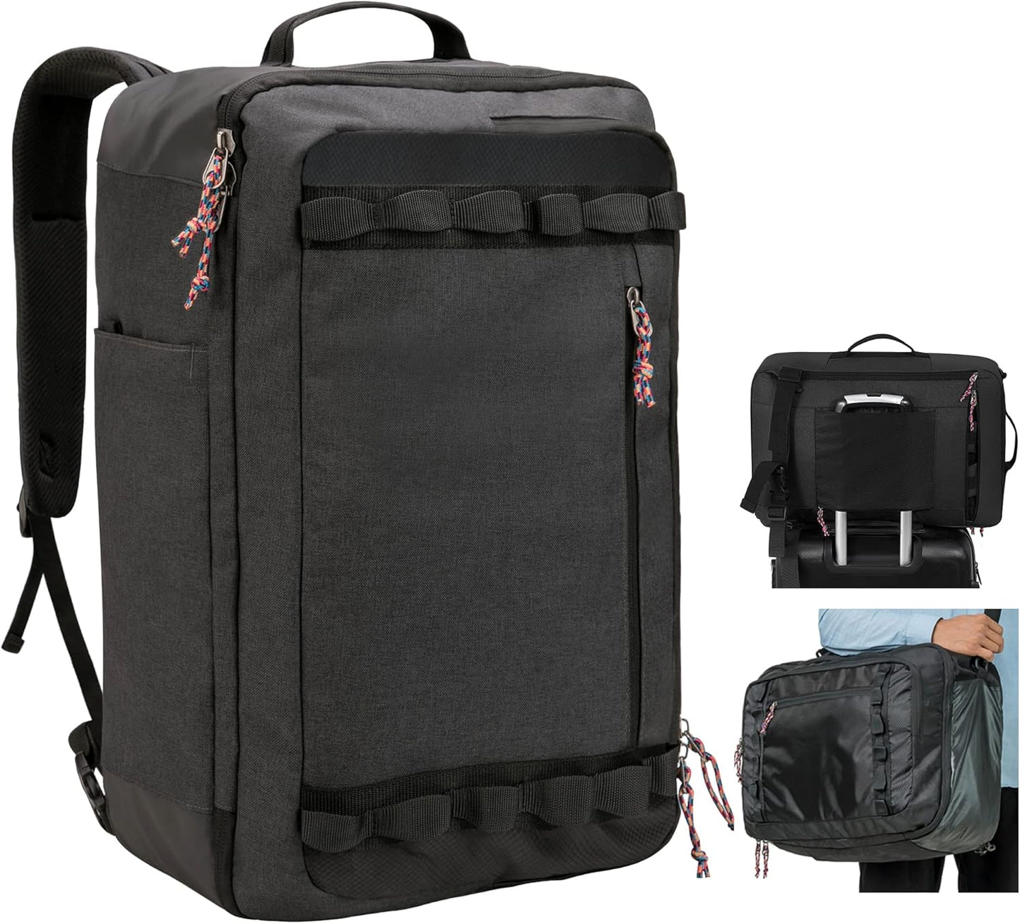 Travel Backpack Flight Approved Carry On Backpack Water Resistant Weekender Bag (Black)