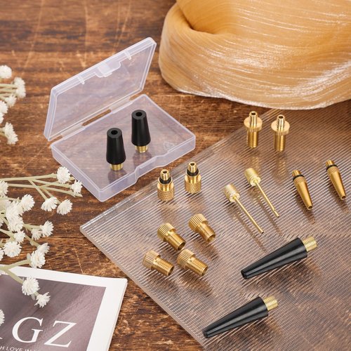 NQEUEPN 16pcs Bike Valve Adapter, Brass Bike Tire Valve Adapter Air Pump Needles Accessories Tool for Bicycle Gym Balloon Swimming Ring Basketball
