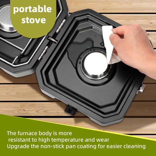 2 Burner Folding Camping Stove with Griddle，Portable Folding Camp Stove with 2 adjustable burners ，Camping stove for camping, propane stove for camping，2 burner camping stove foldable