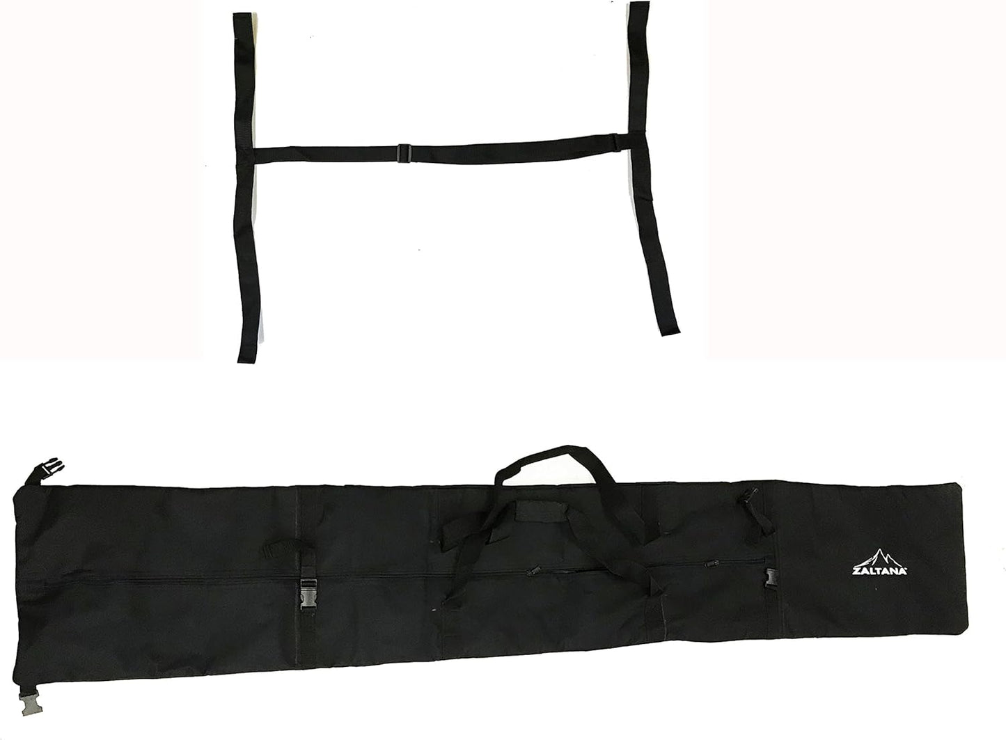 ZALTANA Padded SKI Carrier Bag Rack Holds & 1-1/2" Ski Shoulder Carrier Lash Handle Straps Combo SKB18
