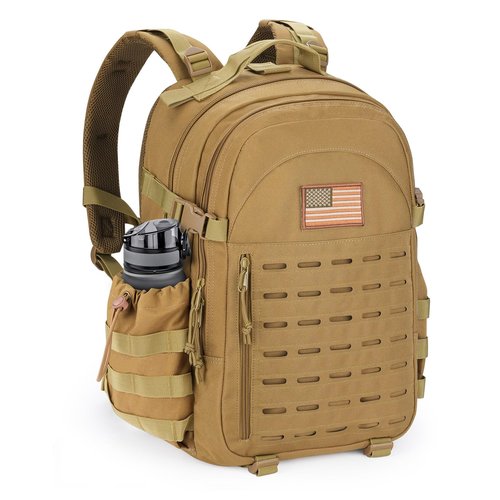 CVLIFE Tactical Backpack Military Molle Backpack for Men Women, Army Daypack with Laptop Compartment, 40L Assault Pack Rucksack Bug Out Bag for Outdoors Hiking Travel Camping, Tan
