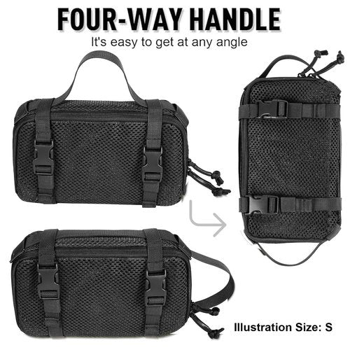 CASONMMAX 4 Set Tactical Packing Cubes ，Compressible Mesh Duffle Storage Bag,Portable Edc Molle Pouch Organizer. (BK)