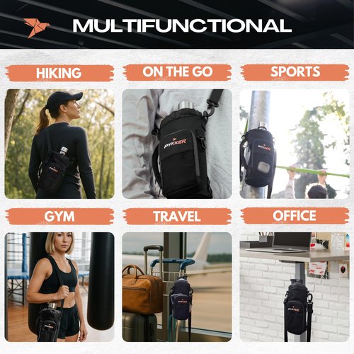 Magnetic Gym Bottle Bag – Tumbler Carrier with Strap – Insulated Sleeve, Phone Pocket & Waterproof Zipper – Crossbody Sling Organizer for Hiking, Walking, Travel – Workout Essentials for Men & Women