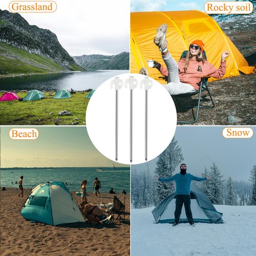 Neehows Tent Stakes, 20PCS Galvanized Ground Stake, 10 Inch Non-Rust Metal Tent Pegs Camping Tent Spikes Anchors for Outdoor Canopy, Yard Stakes for Garden, Hiking -Fluorescent White
