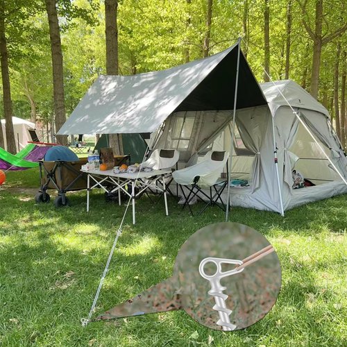 COBARYEN 11" Aluminum Screw-in Ground Anchors - Heavy Duty Metal, Non-Rust Spiral Tent Stakes for High Wind, Grass, Sand, Camping, Canopies, Trampolines & Outdoor Securing