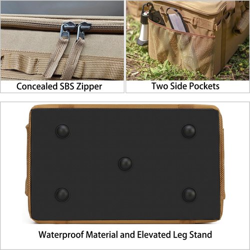 Lemubeane Tactical Camping Storage Bag - 46L Utility Tote Bag Trunk Organizer (Coyote Brown)