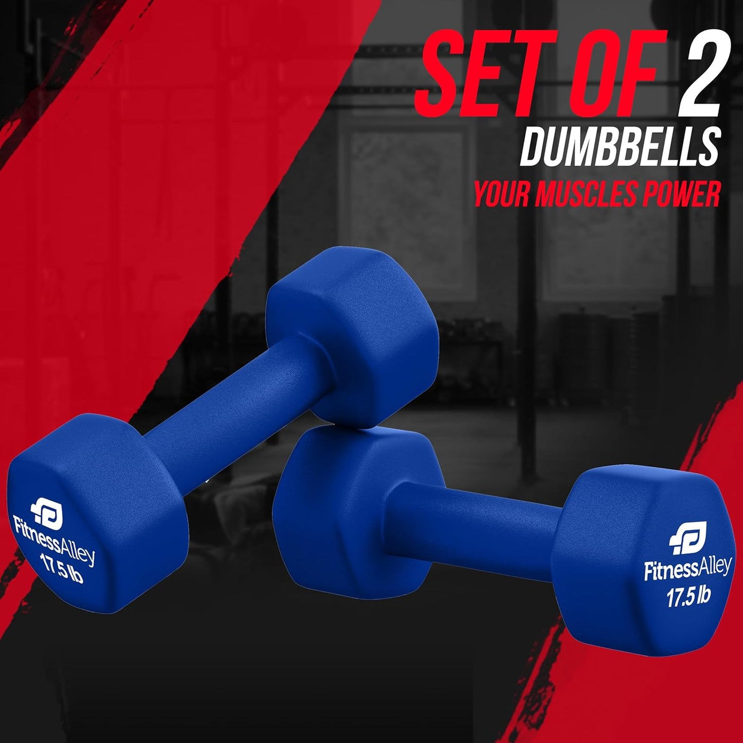Neoprene Coated Workout Dumbbells set of 2 – Anti Roll, Non Slip with Smooth Grip Fitness & Exercise Dumbbells – Hexagon Shaped Hand Weights for Women & Men – Best Choice for Gyms & home use