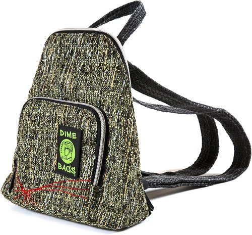 Dime Bags Small Everyday Backpack, Padded Straps, Secret Pocket, Heavy-Duty Zippers, Removable Airtight Bag, Hemp Fabric, Ideal for Festivals and Travel, Club Kid (Black)