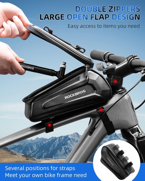 ROCKBROS Bike Bag Phone Holder Bag Bike Top Tube Bag Bicycle Frame Bag Waterproof Bike Bag Pouch Bike Accessories for Mountain Road Bike, MTB, E-bikes, Compatible with Phone Under 6.5"
