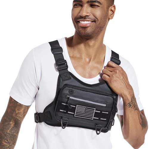 YZDD GOMIA Chest Bag For Men and Women Water Resistant Running Vest Tactical Chest Bag Pack for Sports Outdoor (Black)