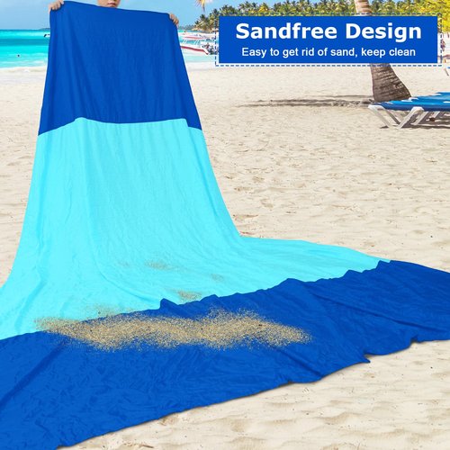 Gorich Beach Tent Sun Shelter with UV UPF99+ Protection for 3-4 People and Extra-Large Sandproof Waterproof Beach Blanket, Perfect for Camping, Travel, and Hiking (SkyRoyal, 10'x9')