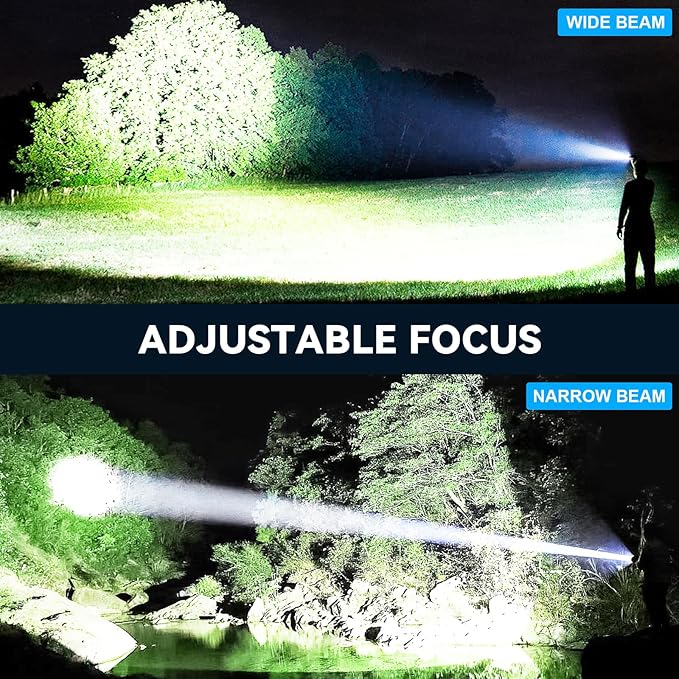 Rechargeable LED Flashlights High Lumens - 90,000 Lumens Super Bright Flashlights with 5 Modes, Waterproof Powerful Flash Light for Home, Camping(2 Pack) (Black)