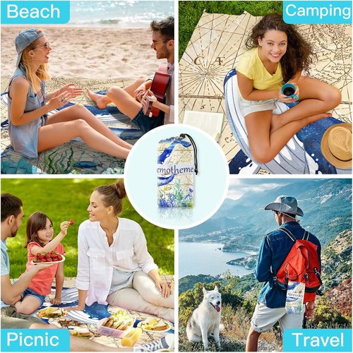 Eotheme Sandproof Beach Mat 79" X 82" for 4-7 Adults, Waterproof Quick Drying Lightweight Beach Blanket with 4 Stakes for Travel Camping Hiking (Whale)