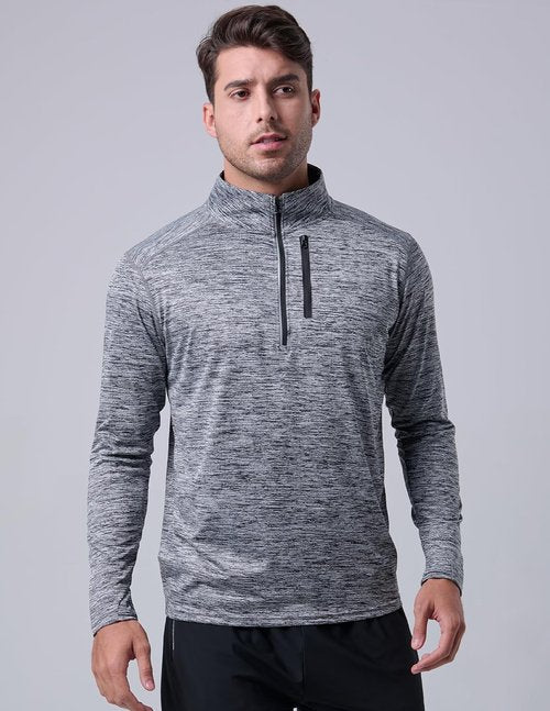 Liberty Imports 3-Pack Men’s Quarter-Zip Pullover Lightweight Long Sleeve Athletic Jackets Performance Workout Running Shirts