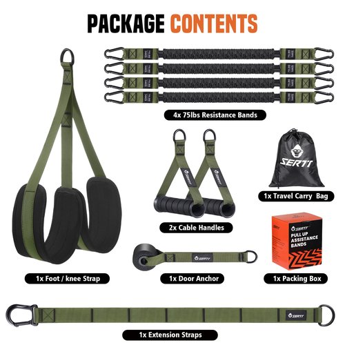 SERTT Pull Up Assistance Bands 300lbs, Adjustable Pull Up Bands with 4 Heavy Duty Resistance Bands for Pull Ups, All-in-one Exercise Bands for Pull Up Assist and Resistance Training