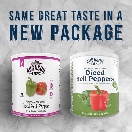 Augason Farms Dehydrated Diced Red & Green Bell Peppers 1 lb 4 oz No. 10 Can (Pack of 2)
