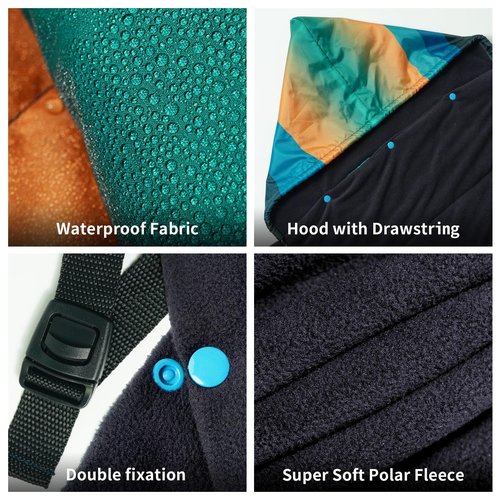 hotkoko Waterproof Stadium Blanket, Fleece Camping Blanket Wearable Soft Warm Camp Blanket for Outdoor Camping, Picnic, Stadium, Sports, Beach, Car