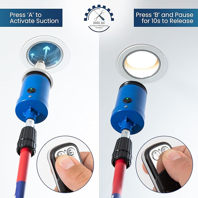 Light Bulb Changer for High Ceilings - Vacuum Operated High Ceiling Light Bulb Changer Tool, Remote-Controlled Bulb Changing Kit (Pole not Included)