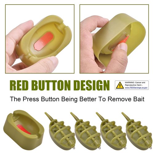 FUSIGO Carp Fishing Inline Method Feeders Set, 4pcs Inline Method Feeders with 1pc Quick Release Mould Holder Tool Carp Fishing Accessories Tackle Equipment 15g/20g/25g/35g
