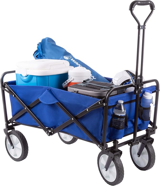 Wakeman 75-CMP1096 Outdoors Folding Wagon – Collapsible All-Terrain Utility Pull Cart with Telescoping Handle for Camping, Beach, Sports or Grocery Shopping