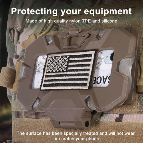 ZNBFC Molle Phone Holder Universal Tactical Phone Holder for Tactical Plate Carrier Molle Vest Attachments Compatible with Screen Size 4.7"-6.7" Phones (Tan)