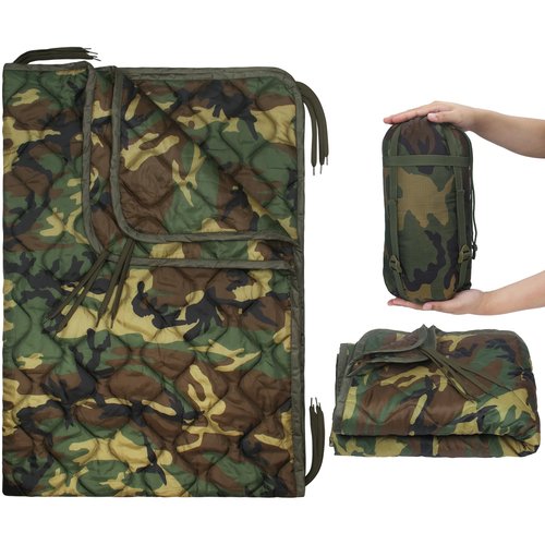 Mirzoyan Woobie Blanket, Military Poncho Liner Camo Insulated Camping Woobie Blanket for Outdoor Hiking Survival Hunting