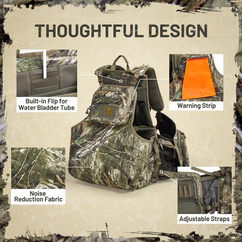 TR Turkey Vest for Hunting with Seat, Turkey Hunting Vest with Game Pouch, for Men Women Camo