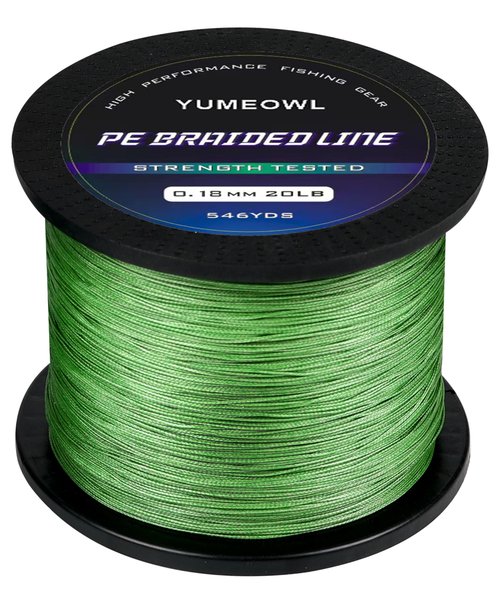 YUMEOWL Fishing Line, No Stretch-Super Strong-Abrasion Resistant-Braided Line, 4 Strand, Light Green, 164YDS, 4LB, 0.05MM