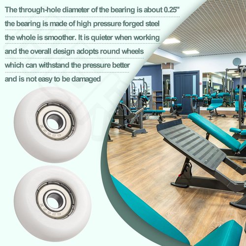 Qty.4 Machined Wheels/Rollers 626Z Ball Bearing for Total Gym Wheels/Rollers 2000, 3000, 3000 XL, and a Few Very Early XL, Platinum Plus, Pro, Supra (White)