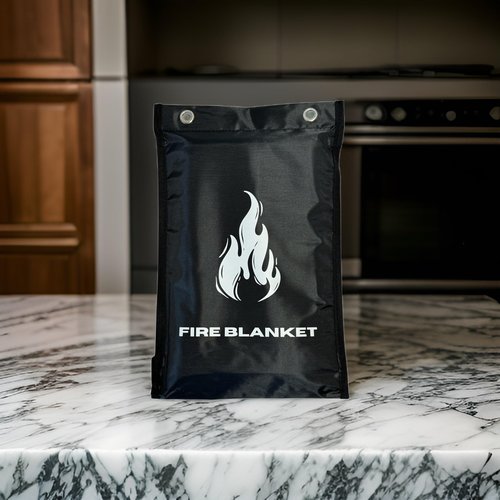 MotivPart 1X Fire Blanket for Home Safety Emergency Fire Blanket for Kitchen Fiberglass Fire Blankets Fireproof Blanket House Safety Flame Retardant Fabric Tarp Cover Black, Full