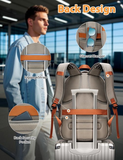MATEIN Canvas Backpack for Men with Shoe Compartment, Large TSA Friendly Vintage Travel Backpack with USB Port, Anti-Theft RFID Pocket, Waterproof Wet Pocket