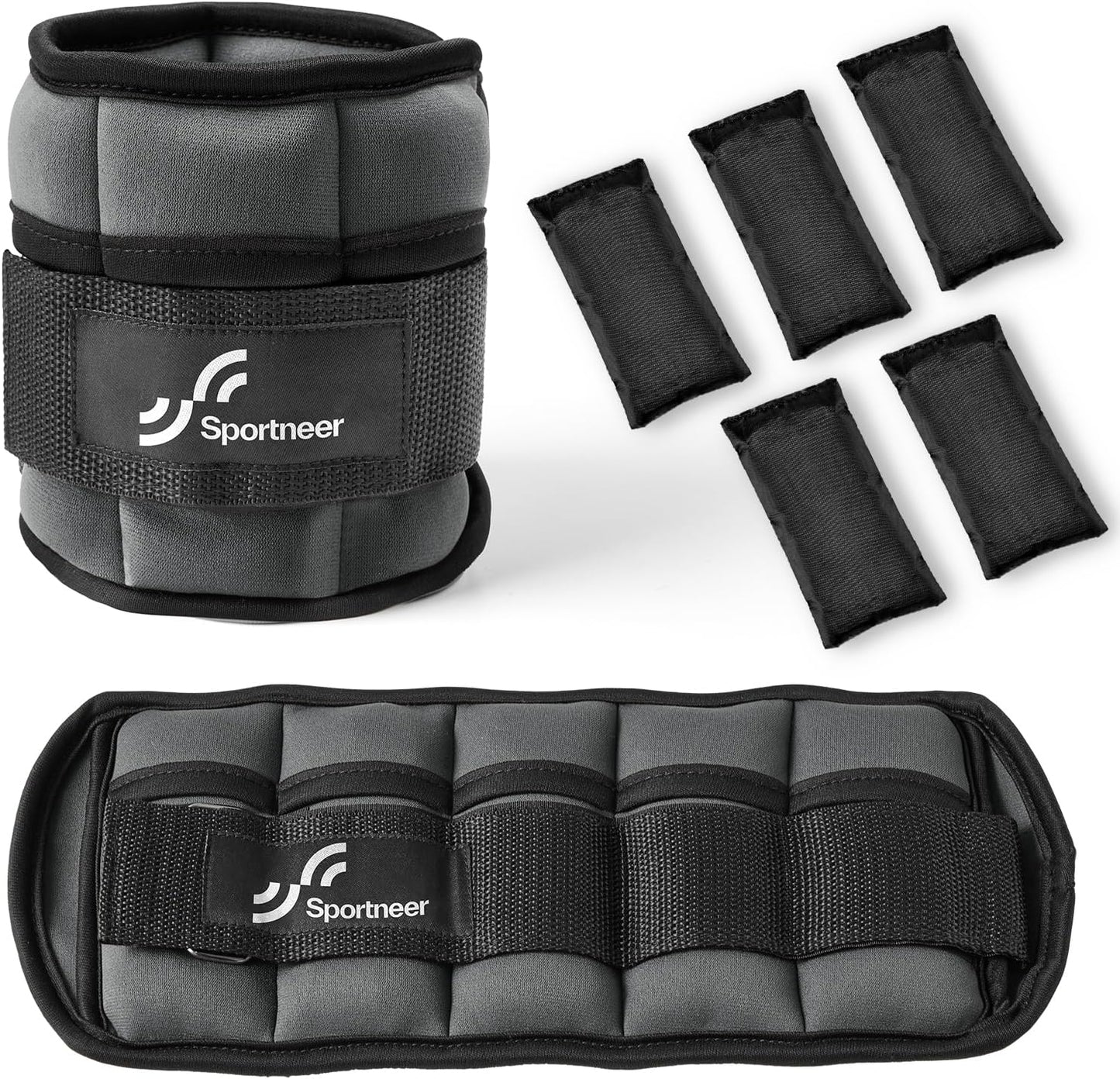Sportneer Adjustable Ankle Weights 1 Pair 2 4 6 8 10 Lbs Leg Weight Straps for Women Men, Weighted Ankle Weights Set for Gym,Fitness, Workout,Walking, Jogging,1-5 lbs Each Ankle, 1 Pair 2-10 lbs