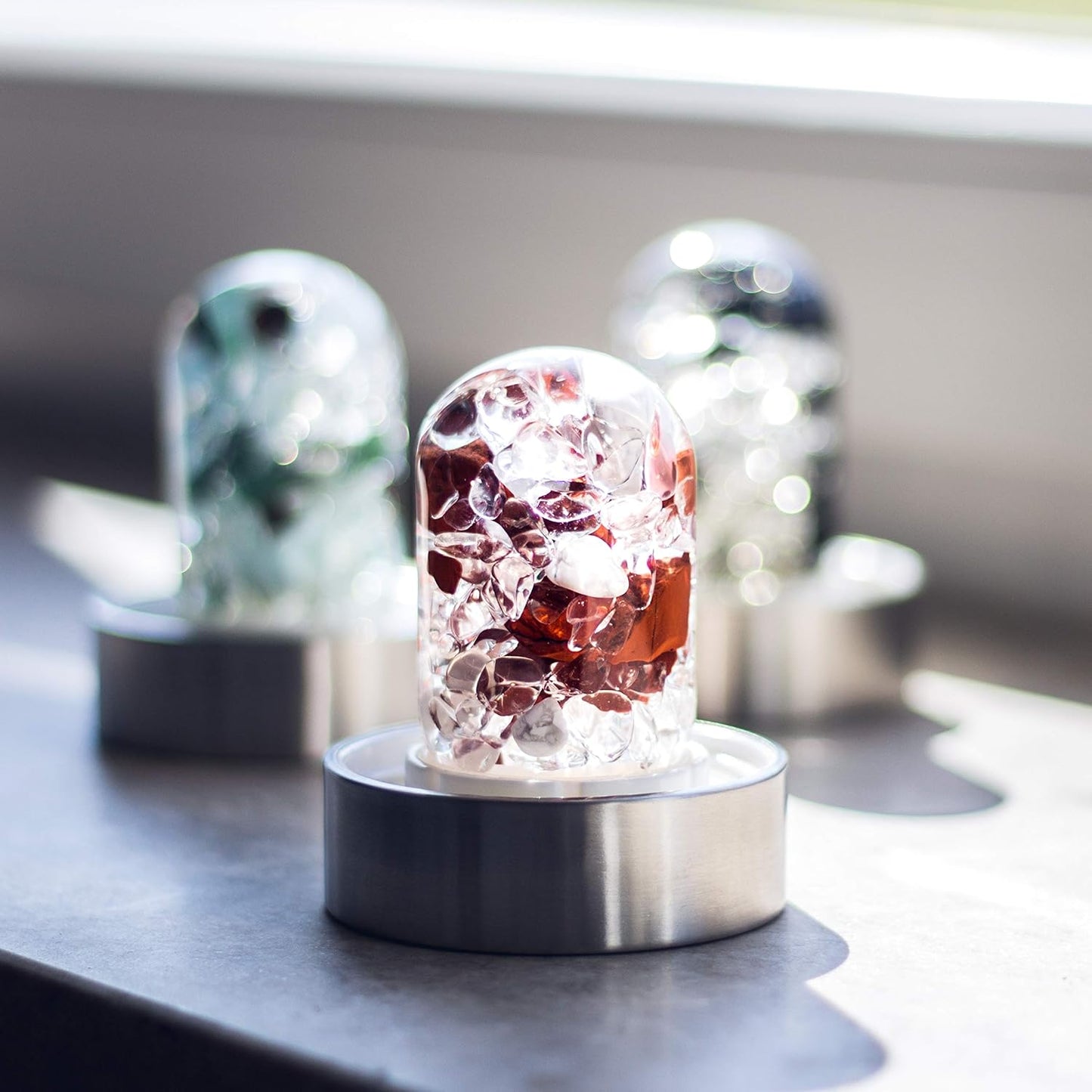 VitaJuwel ViA LUNA | Crystal Water Bottle with Rainbow Moonstone and Clear Quartz for Intuition, Empathy, Femininity