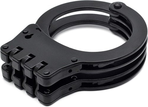 Double Locked Hinged Handcuffs - Police Edition Professional Grade Heavy Duty Steel W/Two Keys