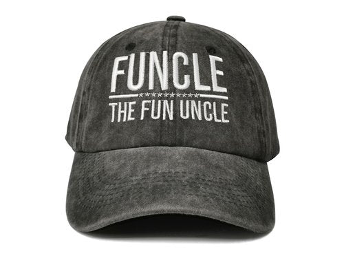 Hepandy Embroidered Funcle The Fun Uncle Baseball Cap, Gifts for Men, Washed Black Adjustable Cotton Trucker Snap Back Hat