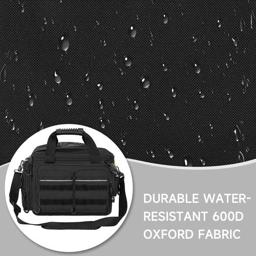 LASUK Fishing Tackle Bag, 600D Water-Resistant Soft Tackle Box Case, Fishing Gear Storage Bag for Saltwater or Freshwater Fishing Gear, Waterproof Bottom