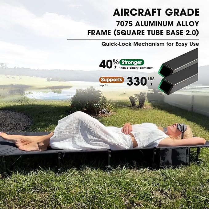 HITORHIKE Camping Cot Compact Folding Cot Bed for Outdoor Backpacking Camping Cot Bed