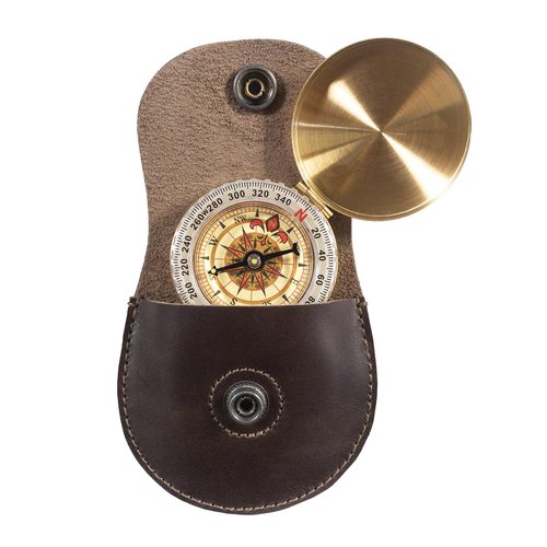 La Antigua, Carry Case for Compass, Classic Pouch, Protective Bag with Loop, Outdoor Accessories, Full Grain Leather, Handmade, Bourbon Brown