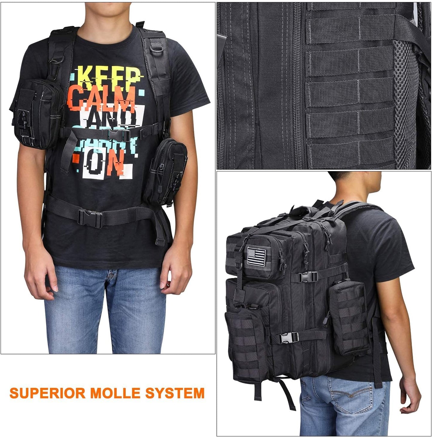 Prospo Military Tactical Backpack Large Fishing Tackle Backpack 3 Day Assault Survival Pack Molle Bag for Men