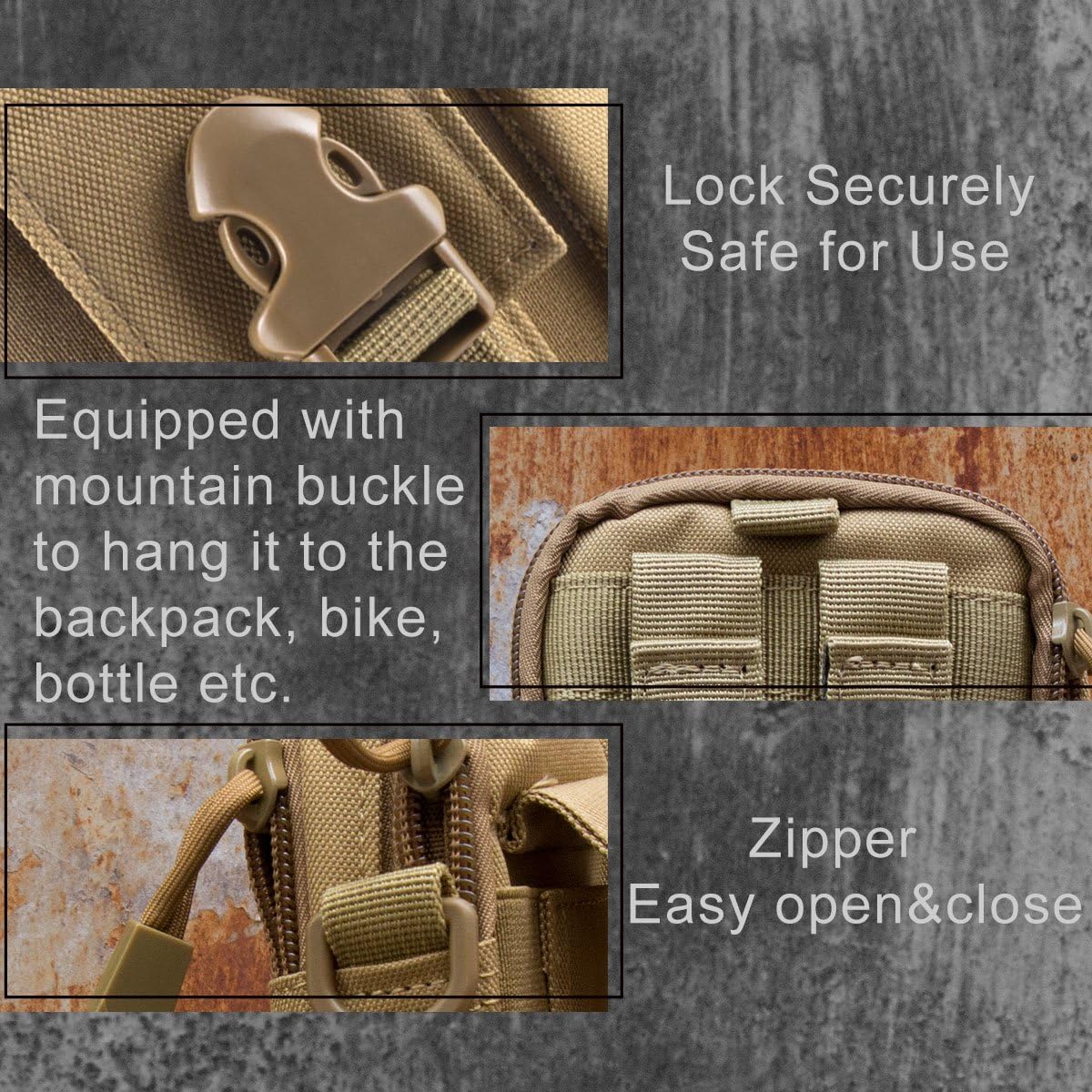 ofone Small Tactical Molle Pouch, Military Waist Pouch EDC with Smartphone Holster Holder Utility Gadget Belt Bag for Outdoor