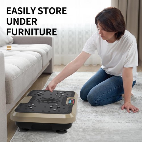Vibration Plate Exercise Machine with Remote Control - Full Body Workout Platform with 200 Speed Settings for Weight Loss & Muscle Toning - Quiet Home Fitness Equipment, Supports 330lbs (Golden)