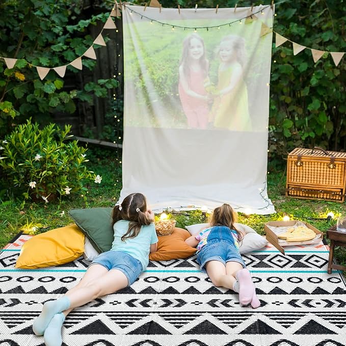 Outdoor Rugs Patio Camping Waterproof - 4x6 Plastic Straw Patio Rug Portable for Campers, Outside RVs Mat, Outdoor Area Carpet for Patios Clearance, Backyard Porch, Balcony, Picnic